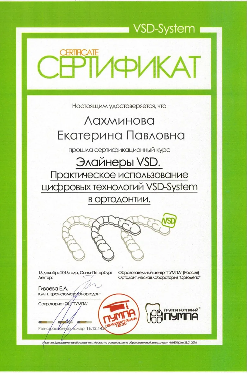 2016 Элайнеры VSD. Практическое использование цыфровых технологий VSD-System в ортодонтии.Гизоева Е.А.