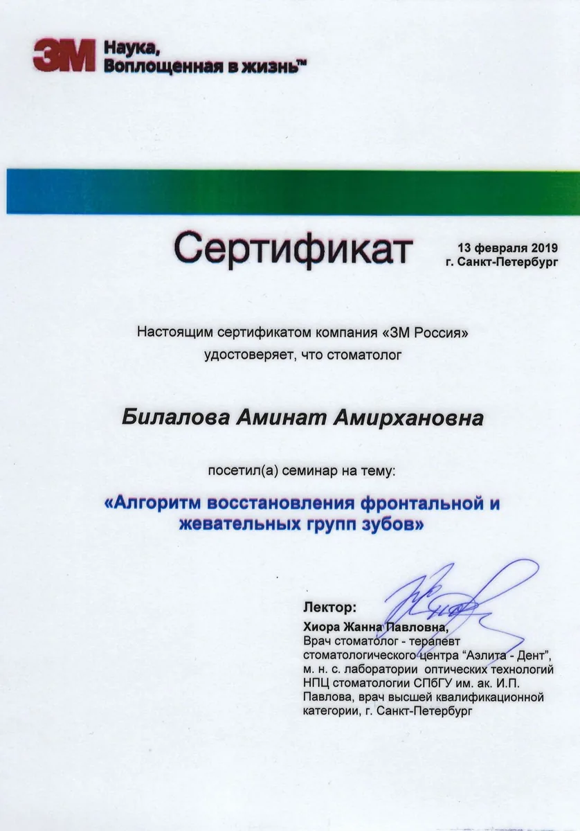 2019 Алгоритм восстановления фронтальной и жевательных групп зубов