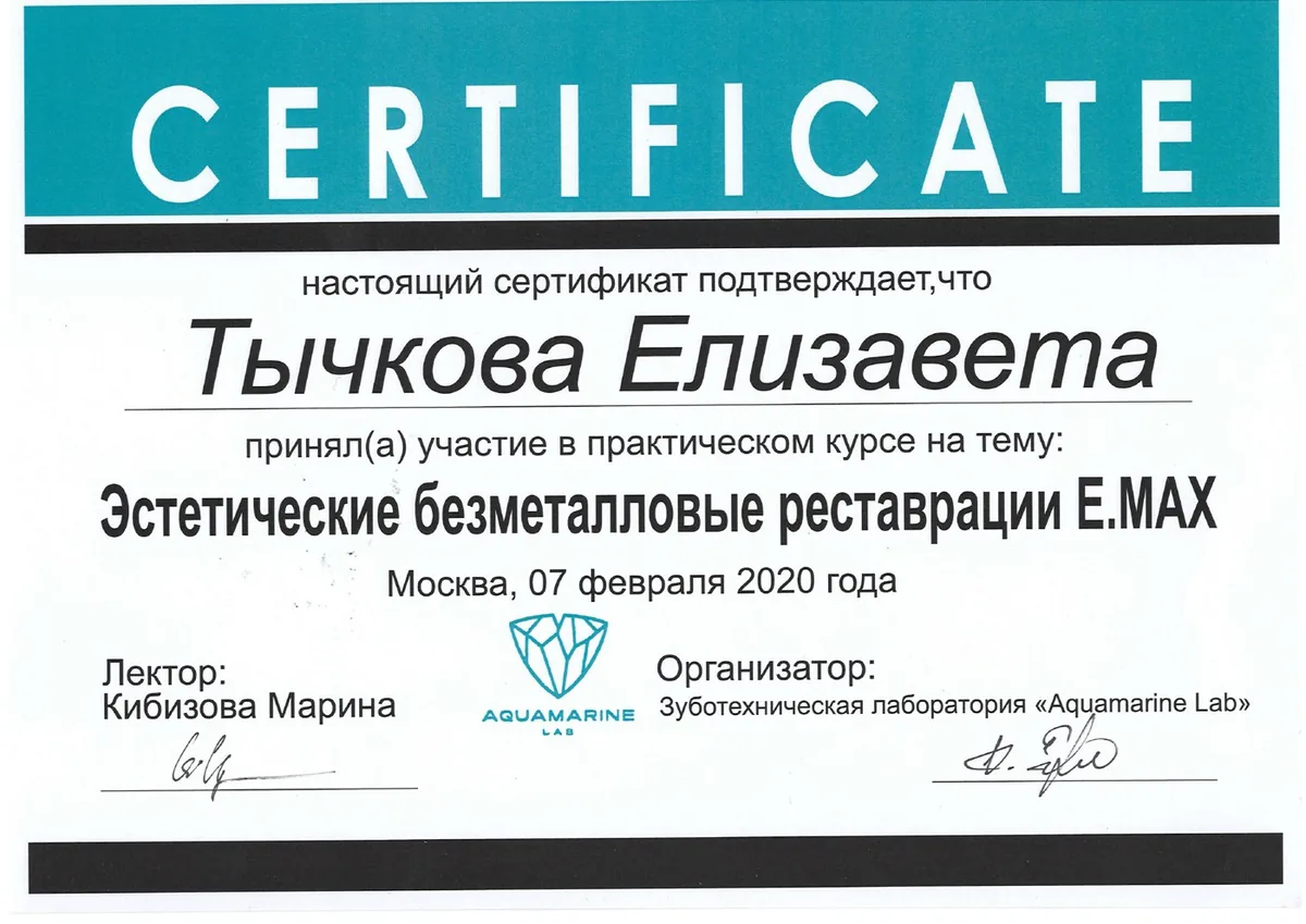 2020 Эстетические безметалловые реставрации E.MAX